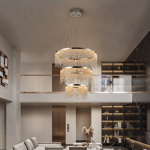 Lampadario Moderno <span class=keywords><strong>a</strong></span> 3 Livelli in Cristallo K9 con <span class=keywords><strong>LED</strong></span> 55W, Spedizione Gratuita dagli USA, <span class=keywords><strong>per</strong></span> Ingresso e <span class=keywords><strong>Soggiorno</strong></span> - Product Image 2