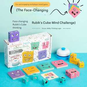 Nouveau modèle 2026 : <span class=keywords><strong>Cube</strong></span> à visages changeants avec cloche – Jeu de combat 2 à 4 joueurs – Jeu de correspondance de blocs - Product Image 2