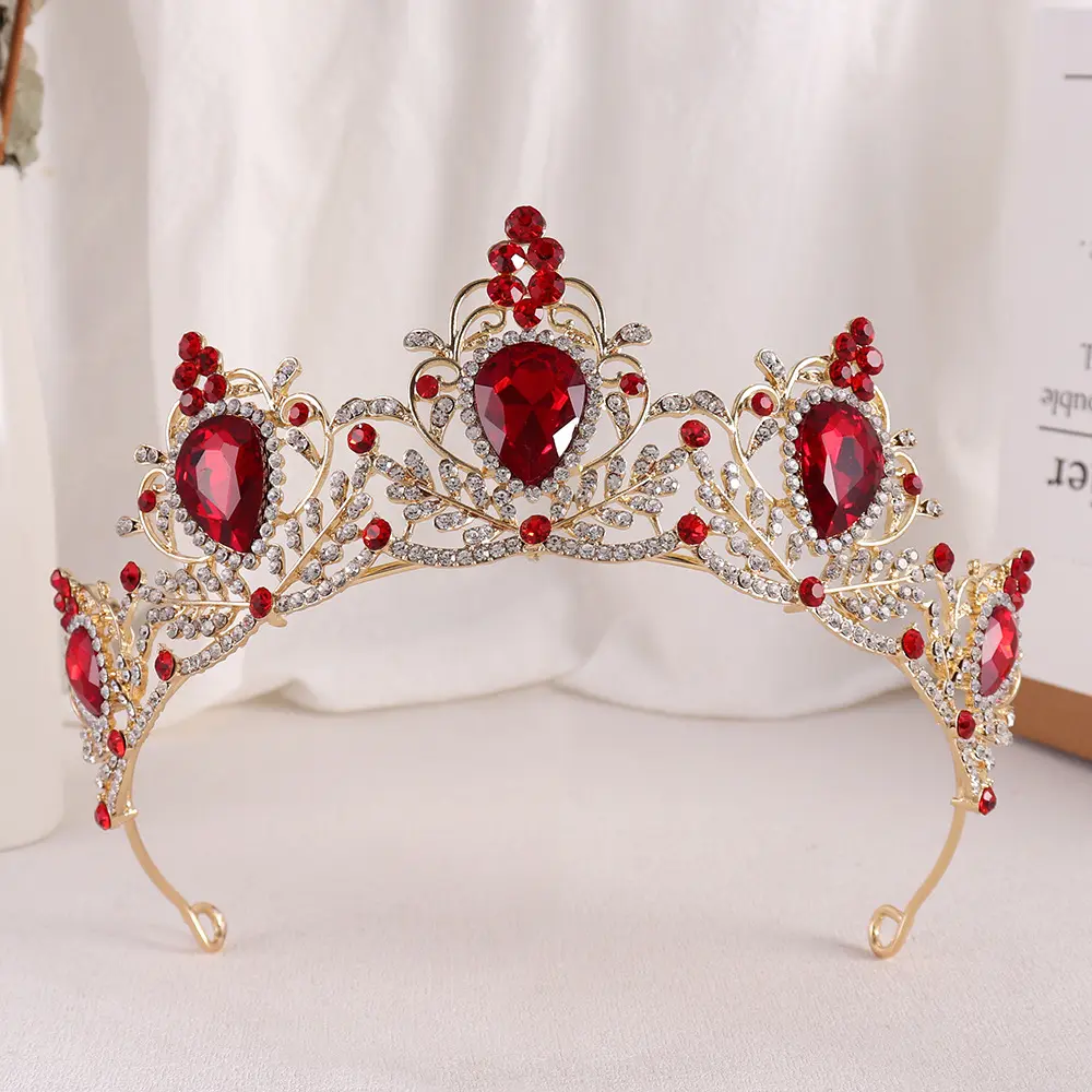 New Baroque Colorful big Rhinestone gem Princess Birthday Crown Hair Ornament Bridal Wedding Crown