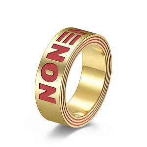 Hip Hop Style Gold Plated Letter <b>Ring</b> Non Trendy Unisex Fashion Jewelry Gift Occasion Steel Color Gold Color K R480 - Product Image 1