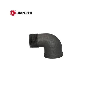 Jianzhi Factory Gas Water HVAC System Wholesale Malleable Black GI Pipe Fittings NPT BSPT Thread Equal MF Elbow