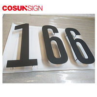 Plaque de numéro de maison COSUN moderne en métal doré et acrylique réfléchissant pour appartements et chambres d'hôtel, à fixer au mur