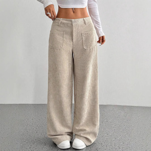<span class=keywords><strong>Pantaloni</strong></span> Casual da Donna RUICHI in Velluto a Coste <span class=keywords><strong>con</strong></span> Tasche Anteriori e Posteriori, Larghi, Lunghi fino al Pavimento, Tinta Unita - Product Image 2