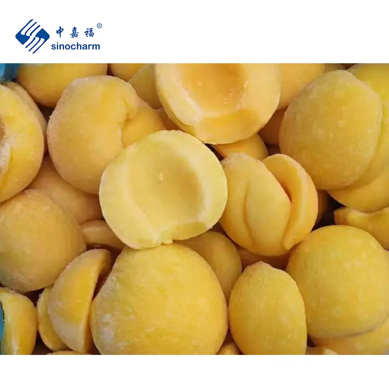 सिनोचार्म बीआरसी एक मीठा जमे हुए फल शीर्ष गुणवत्ता 10 किलो थोक आईक्यूएफ जमे हुए छिले हुए पीले आड़ू जैम के लिए आधा