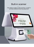 Système de point de vente à double écran 15,6 pouces à prix avantageux, écran tactile capacitif 10 points, paiement QR/NFC, terminal tout-en-un Android/Win10
