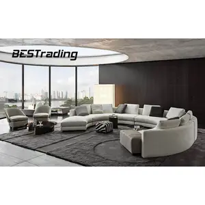 Italian Designer Furniture Luxury Sofa Set Living Room Modern Round Fabric Lounge U Shape Sofa Bed