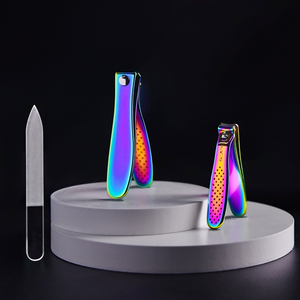 KADS 3Pcs <b>Rainbow</b> Stainless Steel Nail Clippers Kit with Glass Nail File, 360° Rotating Handle Manicure Pedicure Tools Set - Product Image 6