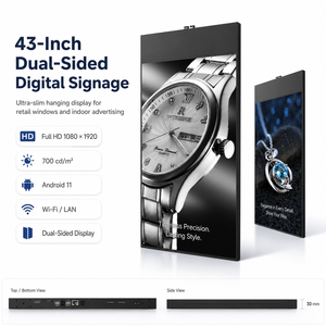 Pantalla Digital de Señalización de Doble Cara de 43 Pulgadas, Pantalla LCD Ultra Delgada para Publicidad en Escaparates y Centros Comerciales - Product Image 1