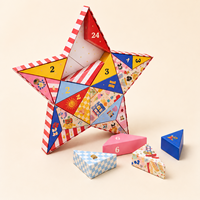 Caja de Calendario de Adviento Personalizada de 24 Días con Diseño de Estrella en Papel Rígido Ecológico y Compartimentos Triangulares Extraíbles