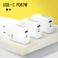 Cargador de Pared Rápido con Enchufe EU US UK Tipo C, 67W PD QC3.0, Doble USB A+C, para iPhone 17 16 Pro Max, Estándares Indios