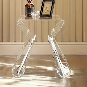 Mesa de Centro Pequeña de Acrílico, <span class=keywords><strong>Simple</strong></span> y Transparente, Estilo Moderno y Lujoso, Mesa Auxiliar Móvil para Esquina - Product Image 1
