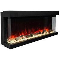 Chimenea Eléctrica Empotrada Bajo TV de 40-100 Pulgadas, Cuerpo Metálico Ultrafino, Llama LED 3D, Calentador de Bajo Consumo