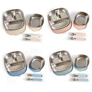 <span class=keywords><strong>Accesorios</strong></span> para la Alimentación del Bebé, Juego de Vajilla de Acero Inoxidable, LOGO <span class=keywords><strong>Personalizado</strong></span>, Plato y Tazón para Niños con Tapa de Silicona, Cuchara Duradera - Product Image 6