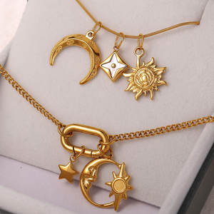 Colgantes de Moda de Acero Inoxidable 316L con Baño de Oro de 14k y 18k, Resistentes al Deslustre, con Dijes de Sol, Estrella y Luna para Fabricación de Joyas - Product Image 3