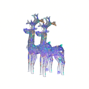 Lumières de Noël en acrylique en forme de rennes, LED multicolores, décoration de Noël, extérieur, lot de 2, IP54, 110V - Product Image 1