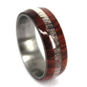 Anillo de boda de tungsteno con revestimiento de resina para hombre, joyería masculina de diseño único de 8mm, con revestimiento Hawaiano de madera de Koa, cuerno de ciervo, incrustación