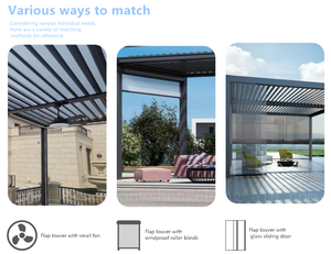 Pergola bioclimatique d'extérieur étanche Pergola de jardin d'extérieur à ouverture électrique en aluminium avec lumière LED - Product Image 6