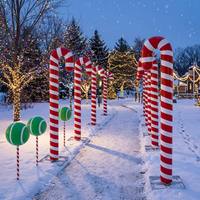 Accessoires géants en fibre de verre pour sucettes de Noël |   Sculpture de bonbons colorés pour la décoration des parcs à thème