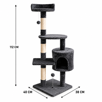 Arbre à chat compact en sisal et peluche pour intérieur