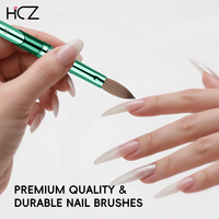 Offre Spéciale – Ensemble de Pinceaux à Ongles en Acrylique avec Manche Métallique Vert, Tailles 8 à 20, 100% Kolinsky, pour Extension d'Ongles et Sculpture en Salon