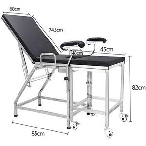 Lettino Ginecologico Manuale, <span class=keywords><strong>Tavolo</strong></span> Ostetrico con Staffe e Vassoio Portaoggetti per Ospedali e Cliniche - Product Image 5