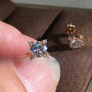 Bague en or rose avec diamant rond taille brillant, couleur G, diamant naturel, classique, pour fiançailles, or blanc pour femme, certifié GIA - Product Image 3