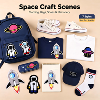 Lot de 7 écussons thermocollants sur le thème de l'espace pour vêtements, chapeaux, sacs, chaussettes, pour cadeaux DIY, activités commerciales, décoration, uniformes