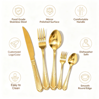 Ensemble de couverts de luxe personnalisés en or, couverts en acier inoxydable pour restaurant, cuillères, fourchettes, couteaux pour mariage, commande en gros