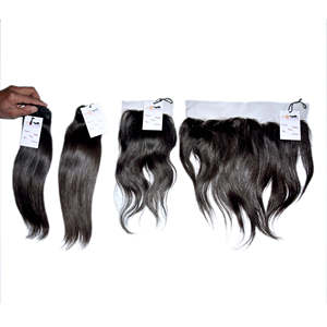 Extensions de cheveux humains brésiliens lisses en lots avec closure en dentelle suisse transparente, fournisseur d'extensions de cheveux humains indiens de temple - Product Image 4