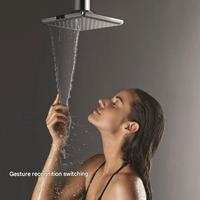 Pommeau de douche intelligent à commande gestuelle hydroélectrique certifié CUPC, haute pression, chromé, carré, avec LED