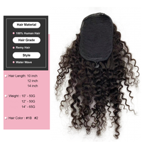 Vente en gros Queue de cheval longue ondulée bouclée de haute qualité avec peigne invisible Cheveux humains Extension de cheveux ondulés pour les femmes
