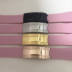Correa de Reloj de Silicona Rosa con Extremos Curvos de 20MM y 180MM, Cierre Plegable de Acero Inoxidable para Relojes - Product Image 1