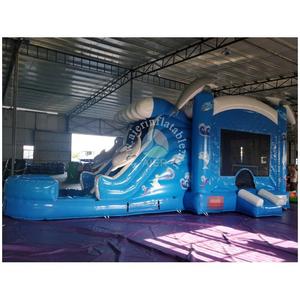 Castillo Inflable Comercial <span class=keywords><strong>de</strong></span> Doble Carril <span class=keywords><strong>con</strong></span> Tobogán y <span class=keywords><strong>Piscina</strong></span>, Diseño Delfín Azul, Precio <span class=keywords><strong>de</strong></span> Fábrica, para Fiestas y Eventos Infantiles <span class=keywords><strong>de</strong></span> <span class=keywords><strong>Verano</strong></span> - Product Image 3