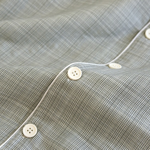 PJ-049 Pijama de Gasa a Cuadros para Hombre, Manga Larga, Algodón Puro, Ropa de Dormir, Estilo Primavera-Otoño, Tejido Fino, Conjunto de 2 Piezas - Product Image 6