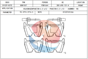 Almohadilla SDCX D1266-7934 / GDB1688 / FDB166 para DIABLO / GALLARDO / MURCIÉLAGO / A6 / R8 - Product Image 2