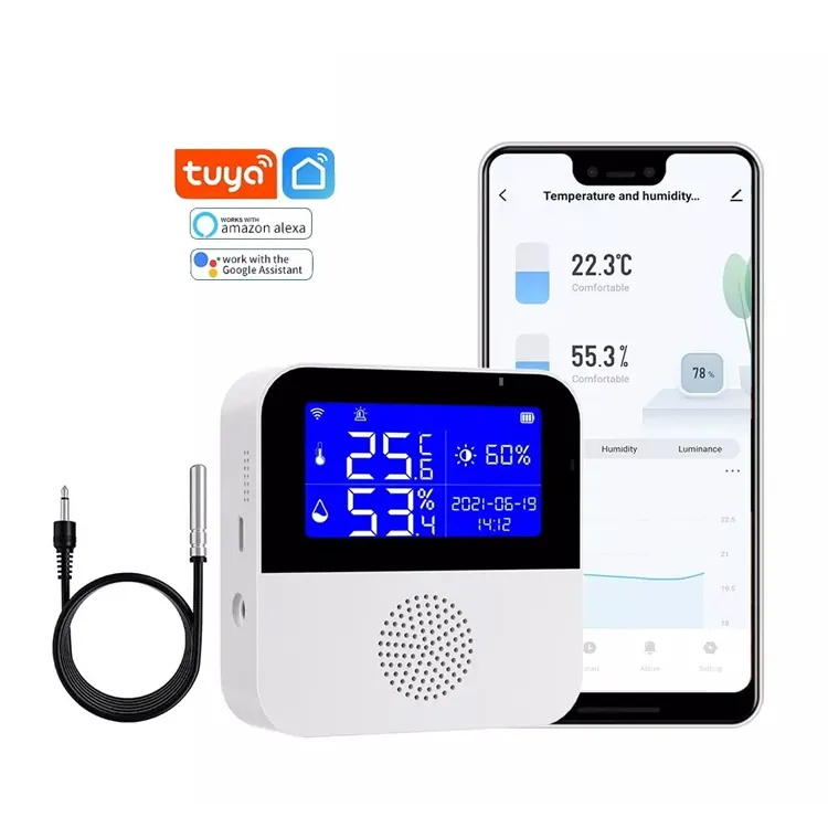 Smart Wireless WiFi Digital Thermometer Hygrometer LCD Screen Home Tuya Temperature and Humidity Sensor
