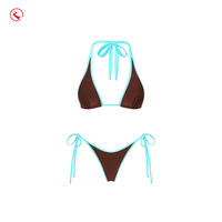 Ensemble bikini 2 pièces sexy et élégant, style sportif avec bordure contrastante, maillot de bain à séchage rapide anti-UV, taille XL, service de vente en gros