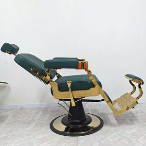 Emerald hair chair - Luxurious gold frame that can be <b>reclined</b> Special hair chair for hair salons.barber chair - Product Image 4