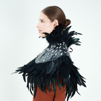Col de cape en plumes scintillantes, châle décoratif en plumes, accessoire de costume pour carnaval, fête masquée, performance scénique