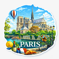 Aimant de réfrigérateur personnalisé en résine polyester 3D, souvenir de voyage moderne de taille moyenne, Paris