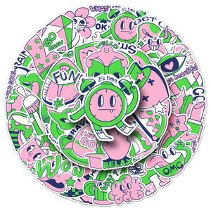 50 autocollants personnalisés originaux tendance, couleur contrastée, graffiti, dessins animés, autocollants découpés en PVC imperméables pour jouets et <span class=keywords><strong>motos</strong></span> - Product Image 1