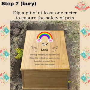 Pet Caskets Wooden Rectangle Memorial <b>Urn</b> For <b>Cat</b> Dog Pet Funeral Supplies Durable Handmade - Product Image 2