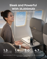 Banque d'alimentation Anker A1695 25000mAh 165W USB C pour ordinateur portable, charge rapide PD 100W, câble rétractable intégré, écran intelligent