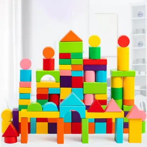 Kids Early Education Puzzle Shape Matching Cognitive Toys Large Wooden Colorful Building Blocks