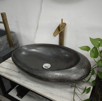 Vasques en céramique noires en forme d'œuf pour salle de bain, à poser sur le comptoir