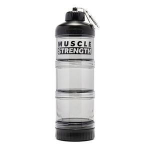 Sport-Pulver-Spender mit Fächern und tragbarem Schlüsselanhänger | <span class=keywords><strong>3</strong></span>-lagiger transparenter Behälter für Fitness & Küchenaufbewahrung - Product Image 1