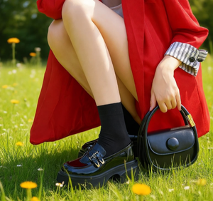 Mocassins à talon haut en cuir véritable à semelle épaisse pour femmes, chaussures de marche pour toutes les saisons - Product Image 1