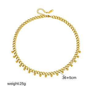 Gold Bead Pendant Chunky Chain Necklace Unisex Everyday Wear Yiwu Origin N2266 - Product Image 4
