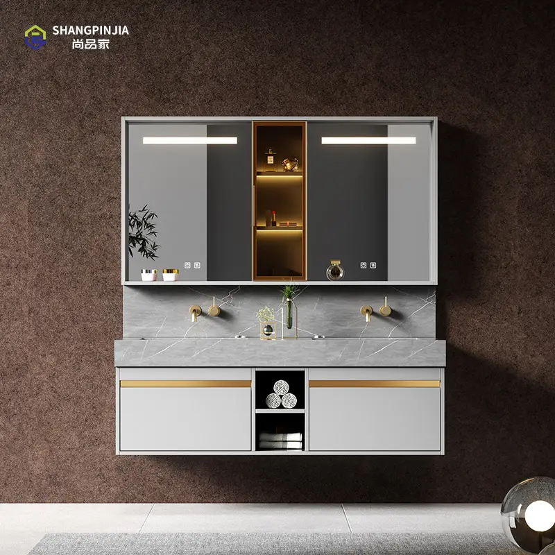 shangpinjia New design single sink water resistant toilet furniture modern bathroom vanity