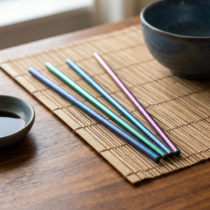 <b>Metal</b> Drinking <b>Straws</b> 4-Pack Reusable Cocktail Modern Style Multicolor - Product Image 1
